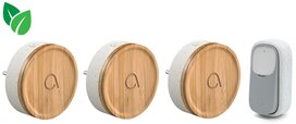 Avidsen 102498-3 draadloze en kinetische deurbel bamboe + 3 ontvangers