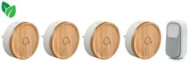 Avidsen 102498-4 draadloze en kinetische deurbel bamboe + 4 ontvangers