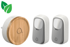 Avidsen 102498 draadloze en kinetische deurbel bamboe + 2 beldrukkers