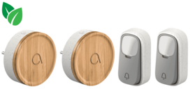 Avidsen 102498 draadloze en kinetische deurbel bamboe 2 beldrukkers + 2 ontvangers