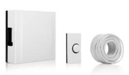 Byron 720 Bedrade complete deurbelset wit mechanisch met knop en ontvanger 10.015.43