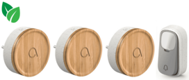 Avidsen 102498-3 draadloze en kinetische deurbel bamboe + 3 ontvangers