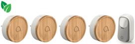 Avidsen 102498-4 draadloze en kinetische deurbel bamboe + 4 ontvangers