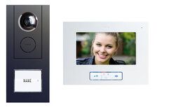 M-E VD ALU-6710 video intercom deurbel bedraad voor een appartement antraciet 0buitenunit en binnenunit