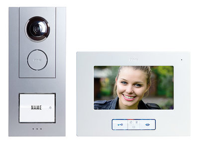 M-E VD ALU-6710 video intercom deurbel bedraad voor een appartement zilver buitenunit en binnenunit