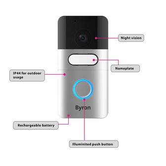 Byron DIC-22615 draadloze video deurbel voorkant opties functies