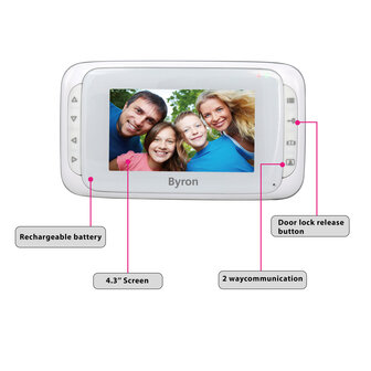 Byron DIC-22815 Draadloze video deurbel voorkant scherm functies