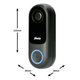 Alecto SMART-RING20 slimme wifi deurbel met camera zwart afmetingen