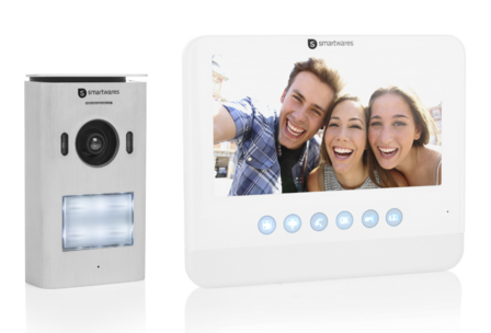 Smartwares DIC-22212 Video intercom systeem voor 1 appartement buitenunit binnenscherm voorkant schuin