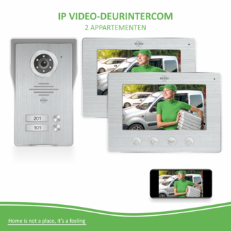 Elro DV477IP2 bedrade intercom deurbel met 2 schermen en app voor twee appartementen