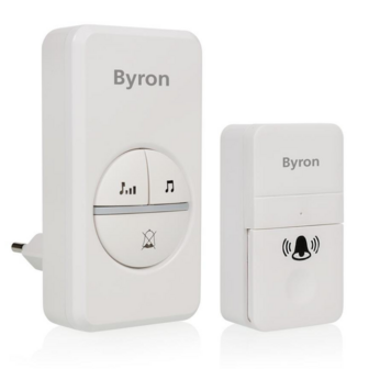 Byron DBY-23442 duurzame kinetische draadloze deurbelset voorzijde