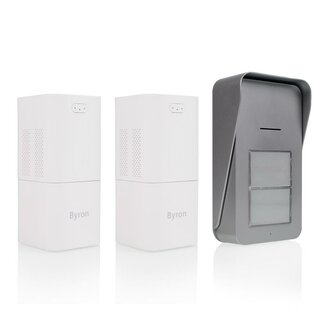 Byron DIC-21525 Draadloze audio deurbel voor 2 appartementen voorkant schuin