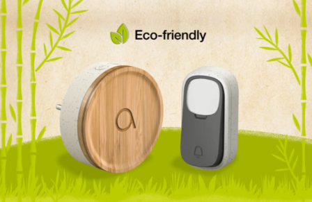 Avidsen 102498 draadloze en kinetische deurbel bamboe eco friendly