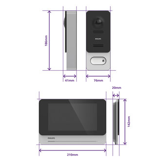 Philips WelcomeEye Wireless intercom met camera + scherm afmetingen