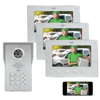 Elro DV477IP3 bedrade intercom deurbel met 3 schermen en app