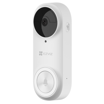 Ezviz DB2 draadloze Wi-Fi video deurbel wit en ontvanger voorkant rechts