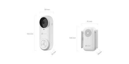 Ezviz DB2 draadloze Wi-Fi video deurbel wit + ontvanger