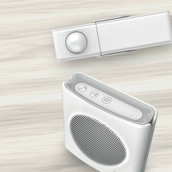 Extel diBi moov white draadloze&nbsp;bewegingsmelder 081746 voorkant bewegingsdetector zender en ontvanger