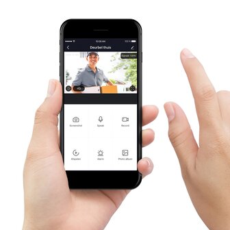 Alecto SMART-RING20 slimme wifi deurbel met camera zwart voorkant smartphone