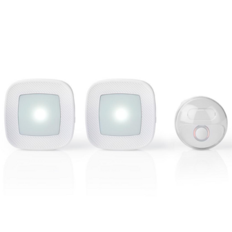 Nedis DOORB220CWT2 draadloze deurbel voor 2 verdiepingen wit voorkant