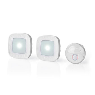 Nedis DOORB220CWT2 draadloze deurbel voor 2 verdiepingen wit voorkant schuin