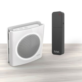 Extel diBi More uitbreidingsset voor bestaande deurbel 081748 voorkant zender ontvanger op vloer