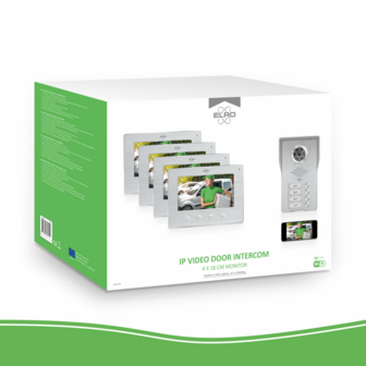 Elro DV477IP4 bedrade intercom deurbel met 4 schermen en app doos