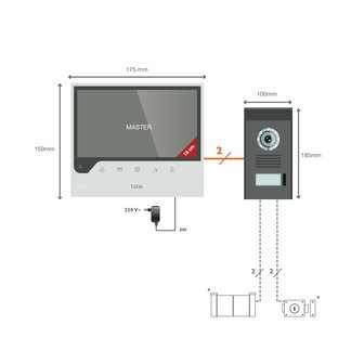 Extel 720308 bedrade intercom met camera + app aansluitschema