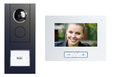M-E VD ALU-6710 video intercom deurbel bedraad voor een appartement antraciet 0buitenunit en binnenunit