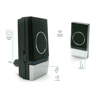 Avidsen 102326 draadloze deurbel zwart functies eigenschappen