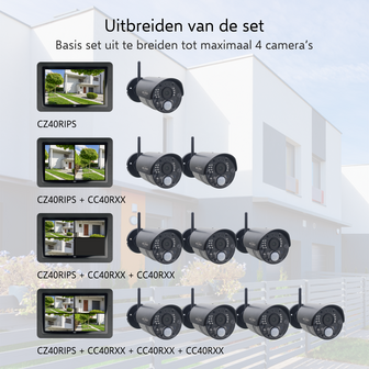 Elro CZ40RIPS4 draadloze Full HD 4 beveiligingscamera met scherm en app