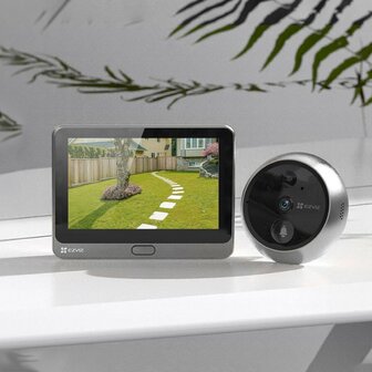 Ezviz DP2C draadloze digitale deurspion met camera en scherm zilver