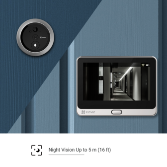 Ezviz DP2C draadloze digitale deurspion met camera en scherm zilver