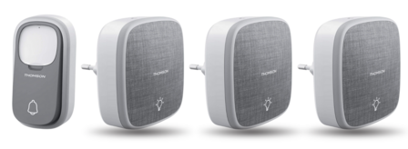 Thomson 513133 draadloze deurbel met kinetische knop en 3 plug-in ontvangers