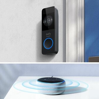 Eufy slimme draadloze videodeurbel batterij 1080P zwart + chime