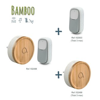 Avidsen 102498 draadloze en kinetische deurbel bamboe + 2 ontvangers
