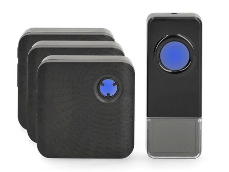 Nedis DOORB310BK3 draadloze deurbel 150 meter met drie plug-in ontvangers zwart