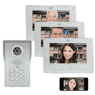 Elro DV4000IP3 bedrade intercom deurbel voor 3 appartementen met schermen en app