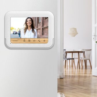Avidsen 112282 bambooview milieuvriendelijke intercom met camera binnenscherm aan muur