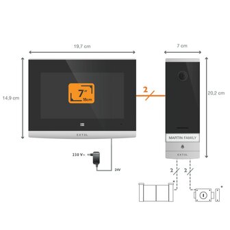 Extel 720324 connect 2 bedrade Wi-Fi video intercom aansluitschema