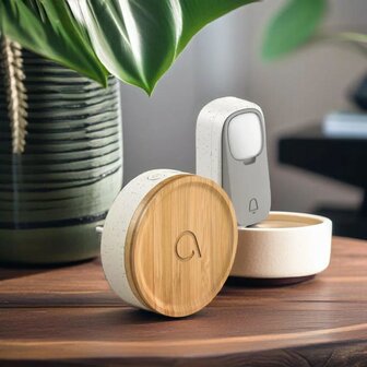 Avidsen 102498-3 draadloze en kinetische deurbel bamboe + 3 ontvangers