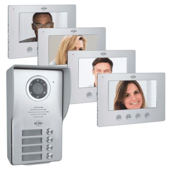 Elro DV4000-4 bedrade intercom deurbel voor 4 appartementen met schermen