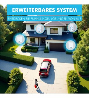 M-E BELL-8021 draadloze bewegingsmelder voor buiten met batterij ontvanger - 300 meter bereik zender