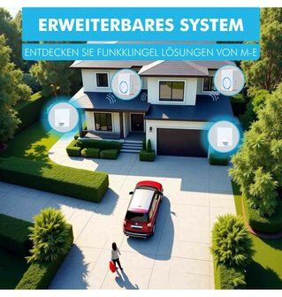 M-E BELL-8010 draadloze bewegingsmelder voor buiten met oplaadbare ontvanger &ndash; 300 meter bereik zender