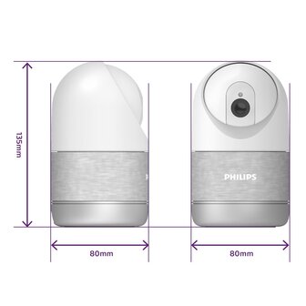Philips WelcomeEye Look gemotoriseerde Wi-Fi binnencamera 2k afmetingen