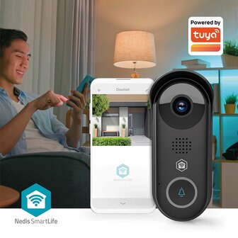 Nedis SmartLife WIFICDP11BK bedrade&nbsp;slimme Wi-Fi videodeurbel