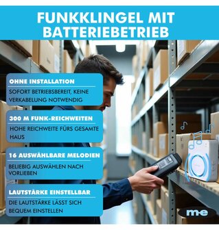 M-E BELL-8121 draadloze bewegingsmelder 300 meter bereik met batterij ontvanger