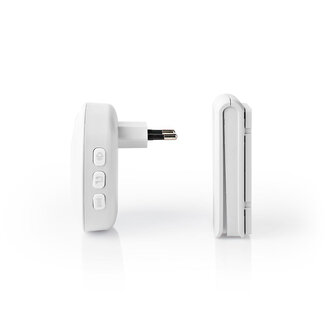 Nedis DOORBK240CWT kinetische draadloze deurbelset wit zijkant deurdrukker en ontvanger
