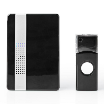 Nedis DOORB223CBK draadloze deurbel zwart modern stijlvol voorkant deurdrukker ontvanger