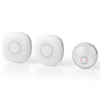 Nedis DOORB222CWT2 draadloze deurbel met 2 ontvangers voorkant schuin